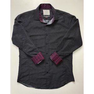 Warriors and Scholars Men’s Black Long Sleeve Button Down Shirt Size Medium